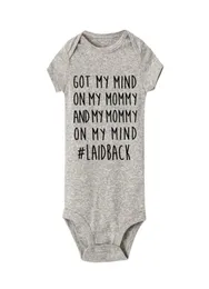 Mind on Mommy Print Infant Ubrania Rompers Born Baby Boy Girl Toddler krótkie rękaw