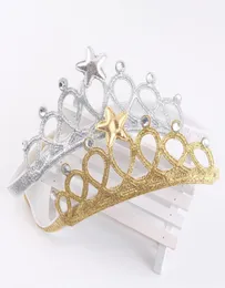 Meninas coroa bandana princesa tiaras coroa ouro prata bandana elástico presente de aniversário pogal adereços infantil bebê headband3144341