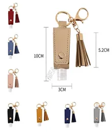 TASSEL LEATHER SLEEVE FÖR HAND SANITIZER KEY HOLDER KEYCHAINS 30 ML Hand Sanitizer Bottle Sleeves täcker ryggsäck Keychain Pendent7725310