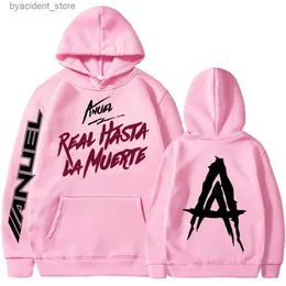 Herrtröjor tröjor nya anuel aa tryckta hoodies tröja kappa real hasta la muerte casual tracksuit come men kvinnor kläder anime pullover l240315