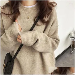 Womens Sweaters Oversized Sweater Women Plover Autumn Winter Soft Cashmere Outwear Loose Knitted Jumper Robe Pl Femme Hiver Drop Deliv Otbch