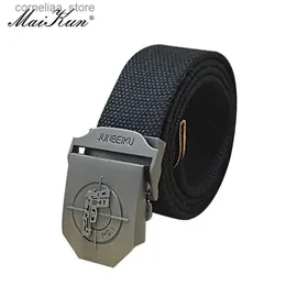 ベルトMaikun Metal Automatic Buckle Canvas Mer Milital Tactical Men belt Casual Style Men Belty240315