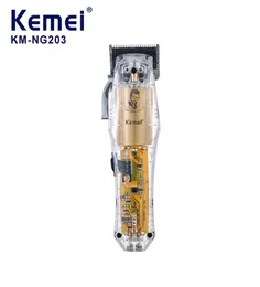 Kemei KM-NG203 Barber Professional透明な強力な精密フェードヘアクリッパークリッパー電気切断機6061866