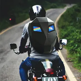 LED -ryggsäck Hårt skal Led Display Motorcykelcykelhjälm Lokomotiv ryggsäck Business Travel Waterproof Laptop Bag Man 240313