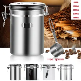 Bidoni in acciaio inossidabile contenitore a ermera contenitore contenitore contenitore set di barattoli da caffè con scoop per chicchi di caffè 1,5l