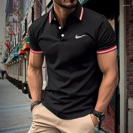 Herrpolos venta Caliente Camiseta Casual Masculina Polo Estampada Delgada Summer Fashion Masculino 2024