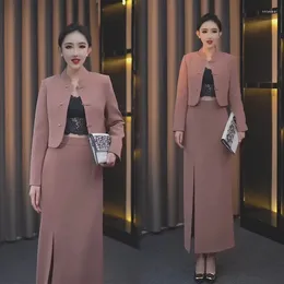 Платье из двух частей 2024, весенний китайский стиль, легкий национальный элегантный женский топ на пуговицах с диском, верхняя юбка, комплект из двух предметов, женский высокое качество
