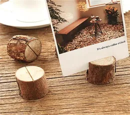 Mucchio di legno Nome Segnaposto Po Porta menu Tavolo Forma di ceppo di albero naturale Numero Clip Stand Decorazione di nozze per feste8818797