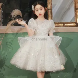 Girl's Dresses White girl dress 2-12 years old children dress for party wedding flower girl sequins for children dress for beauty contest girls dress 240315