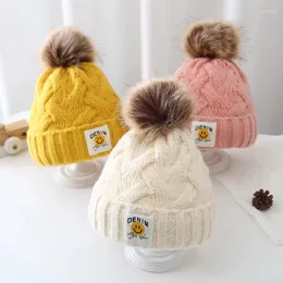 Berets Chating Hat Autumn and Winter Baby Girl Wool Velvet Warm Pullover Boys Knitting Trend