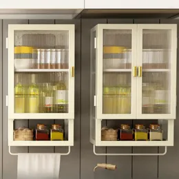 Kitchen Storage Multi-storey Wall With Dressing Cabinet Dust-proof Rack Punch-free Secure Lockers Carbon Steel Shelving