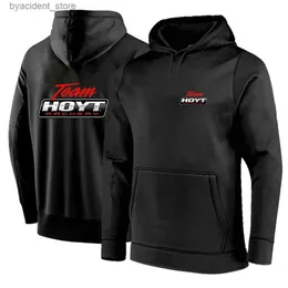 Erkek Hoodies Sweatshirts Hoyt Okçuluk Erkek İlkbahar ve Sonbahar Basitlik Klasikleri Düz Renk Kazak Hoodies Moda Zarif Baskı Harajuku Üst L240315