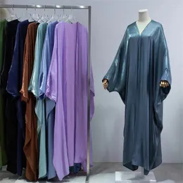 民族衣類イスラム教徒の女性光沢のあるオープンアバヤアウトカフタン着物カーディガンコートイスラムドバイサウジアラビアトルコラマダンイードドレス