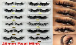 3D Mink Eyelashes 25mm Real Mink False Eyelash 5D False Eyelashes Long Dramatic Natural Thick Mink Lashes Handmade Makeup Volumn L5402915