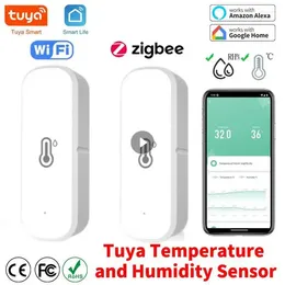 Controle de casa inteligente Tuya WiFi Sensor de temperatura e umidade Life App Monitor Trabalho com Alexa Google Nenhuma ferramenta de sistema necessária de hub