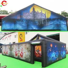 Partihandel 12x8x3.5mh (40x26x11.5ft) med fläktfria fartyg utomhusaktiviteter kommersiella Halloween Haunted House Halloween Events roliga uppblåsbara labyrint till salu