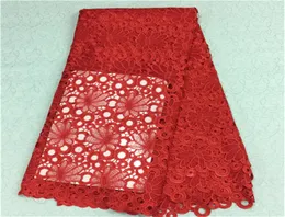Gorgeous red african embroidery water soluble lace fabric with flower guipure lace cloth for party dress BW1325yardspc2633372