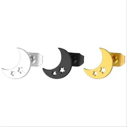 Everfast 10 paia lotto Sporty Black Gold Thick Moon Orecchini in acciaio inossidabile Orecchino minimalista Semplici stelle Studs Fashion Ear Jewel2493