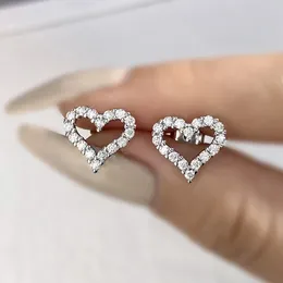 DiamondWorld Diamond Love Heart Stud Earrings for Women Gift Real 925 Sterling Silver Wedding Fine Jewelry 240227