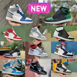 Jumpmans 1 1s Dark Mocha Basketbol Ayakkabıları Erkek Kadınlar Ters Panda OG Bio Hack Gerçek Turbo Mavi Çam Eğitimleri Şanslı Green Gorge Denim Retros Yetiştirilmiş Patent Tenis Sabahları