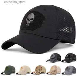 Ball Caps Skull Taktik Askeri Airsoft Kapak Ayarlanabilir Nefes Alabilir Güneş Vizör Kamyoncu Şapka Şapkası Avcılık Yürüyüş Snapback Beyzbol Şapkaları Gorray240315