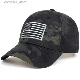 Ball Caps Taktik Ordu Askeri ABD Amerikan Bayrağı Unisex Feel İşlemeli Beyzbol Kapağı Erkekler Kadın Hip Hop Tepeli Kapaklar Sport Dış Mekan Haty240315