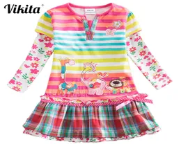 Брендовые платья для девочек VIKITA. Детские полосатые платья Roupa Infantil. Детская одежда.