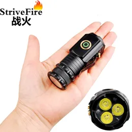 Tiktok Three Eye Outdoor Mini Flashlight 강한 조명과 매우 밝은 휴대용 재충전 가능한 장거리 주택 소형 강철 건 503556