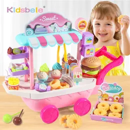 Toys Pretend Play Set Mini Ice Cream Candy Trolley Shopping Cart House Educational Car Truck Brain Game Kids 240301