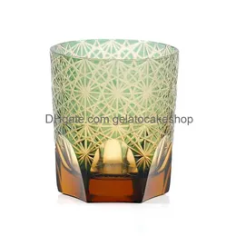 Bicchieri da vino Bicchiere in vetro verde blu stile giapponese per cene feste Bar Crysatal Whisky Beverage Cup Confezione regalo Drop Deliver Dhxiy