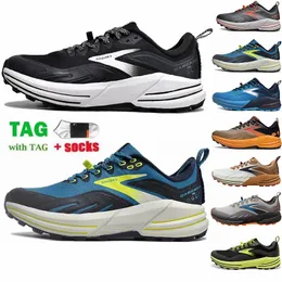 Brooks Running Shoes Cascadia 16 Mens Running Shoes Hyperion Tempo Triple Black White Gray Gray Yellow Orange Mesher Trainers Outdoors Men Sports Sneakers