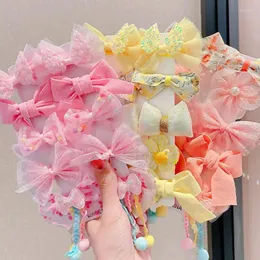 Hair Accessories Flowers Childrens Mesh Bow Princess Hairpin Cute Little Girl Clip Ornament Clips Lace For