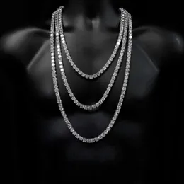 2019 Теннисное ожерелье в стиле хип-хоп с камнями из циркона для мужчин, ювелирные изделия с покрытием из белого золота, длинная теннисная цепочка, мужские украшения K5279q