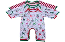 Spädbarn julpyjamas rompers spädbarn personlig vår höst romper baby flicka pojke hjort julgran tryck klänning 4stylar 6si3659021