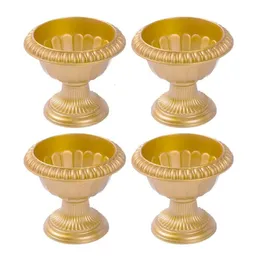 4 pezzi vaso di fiori vaso d'oro urna vasi di fiori all'aperto piccola fioriera matrimonio tromba supporto pilastro pilastro matrimonio europeo vaso di fiori 240311