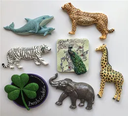 Magnete da frigorifero in resina con trifoglio lucido, tigre, leopardo, giraffa, elefante, delfino, magneti da frigorifero, ornamento creativo per frigorifero2967662