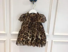 Småbarn Baby Girls Leopard Dress Kids Clothes Print Kort ärmklänningar Kids Sundress Summer Outfit4790069