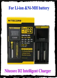 NITECORE D2 LCD Digicharger Universal Intelligent Charger Retail -paket med kabel för Liion NIMH Battery7400725