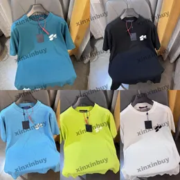 xinxinbuy men designer tee t shirt 2024イタリアのピンレター刺繍編み半袖コットン女性グレーブラックホワイトグリーンS-2xl