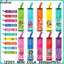 ZOOY MINI COLA 3000 puff 3k Puff disposable e cartridges 9ml Preloaded 850mAh Rechargeable PenDisposable Vape 5% 10 colors disposable vape