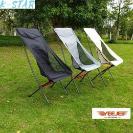 Camp Furniture K-STAR Outdoor Portable 7075 Aluminum Alloy Folding Moon Chair Recliner Camping Large All-aluminum Beach Chair New Dropshopping YQ240315