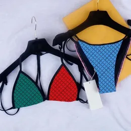 ملابس السباحة للسيدات المسبح المرقع متعدد الألوان قطعتين بيكينيس 2024 مصمم ضمادة مثير مبطنة للنساء biquinis