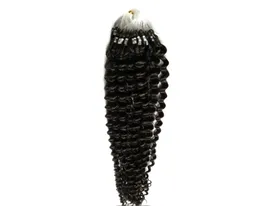Kinky Curly Micro Loop Ring Peads Remy Human Hair Extensions Enkla länkar Brasiliansk jungfruhår Naturlig färg 100G3661357