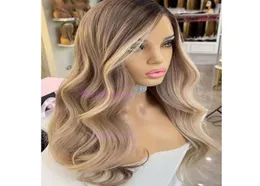 Hd loira cabelo humano peruca dianteira do laço ondulado e reto perucas frontais platina branco destaques cabelo remy brasileiro para women7128109