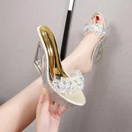 Shoes Bead String Slippers 961 House Platform Women Heels Low Slides Jelly Flip Flops Big Size on A Wedge Summer High Glitter Rome P 5