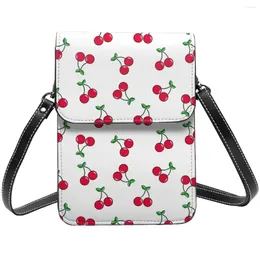 Tasche Kirschen Schulter rot Obst Essen Mode stilvoll Handy Leder Shopping Studententaschen