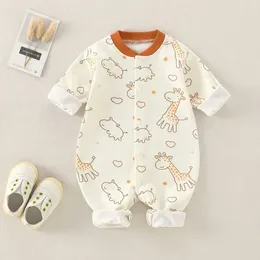 Baby tight fitting clothes cotton printed long sleeved boys and girls baby comfortable crawling piece for spring and summer 240315