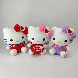 Cartoon Ribbon Love Cat Plush Toys Dolls Schamed Anime Birthday Gifts Domowe dekoracja sypialni
