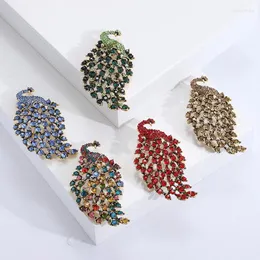 Brooches Vintage Peacock Brooch Women Elegant Rhinestone Crystal Animal Bird Pin Accessories Jewelry Party