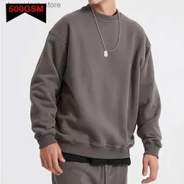 Herrtröjor tröjor 500gsm tung vikt mode män hoodies nya hösten vinter vinter casual tjock bomull män topp fasta färg hoodies tröja pullover l240315